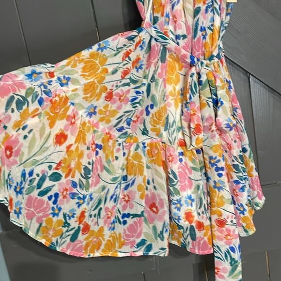 AQUA MEDIUM MINI DRESS STRAPLESS FLORAL PRINT - Picture 9 of 9